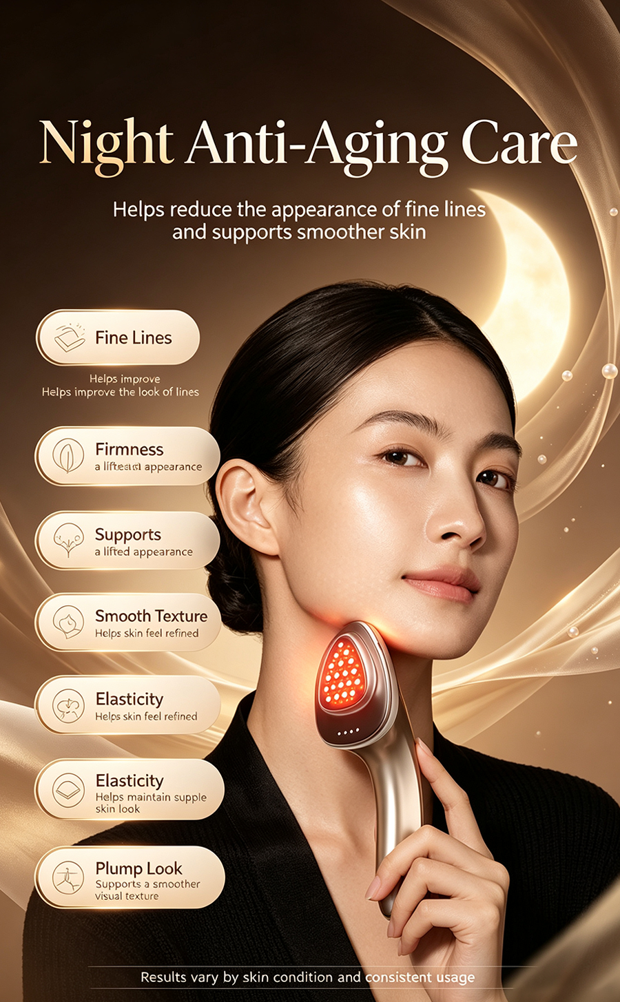 Golden Sculpt RF Facial Device, Multi-Mode Anti-Aging Home Facial Care Instrument