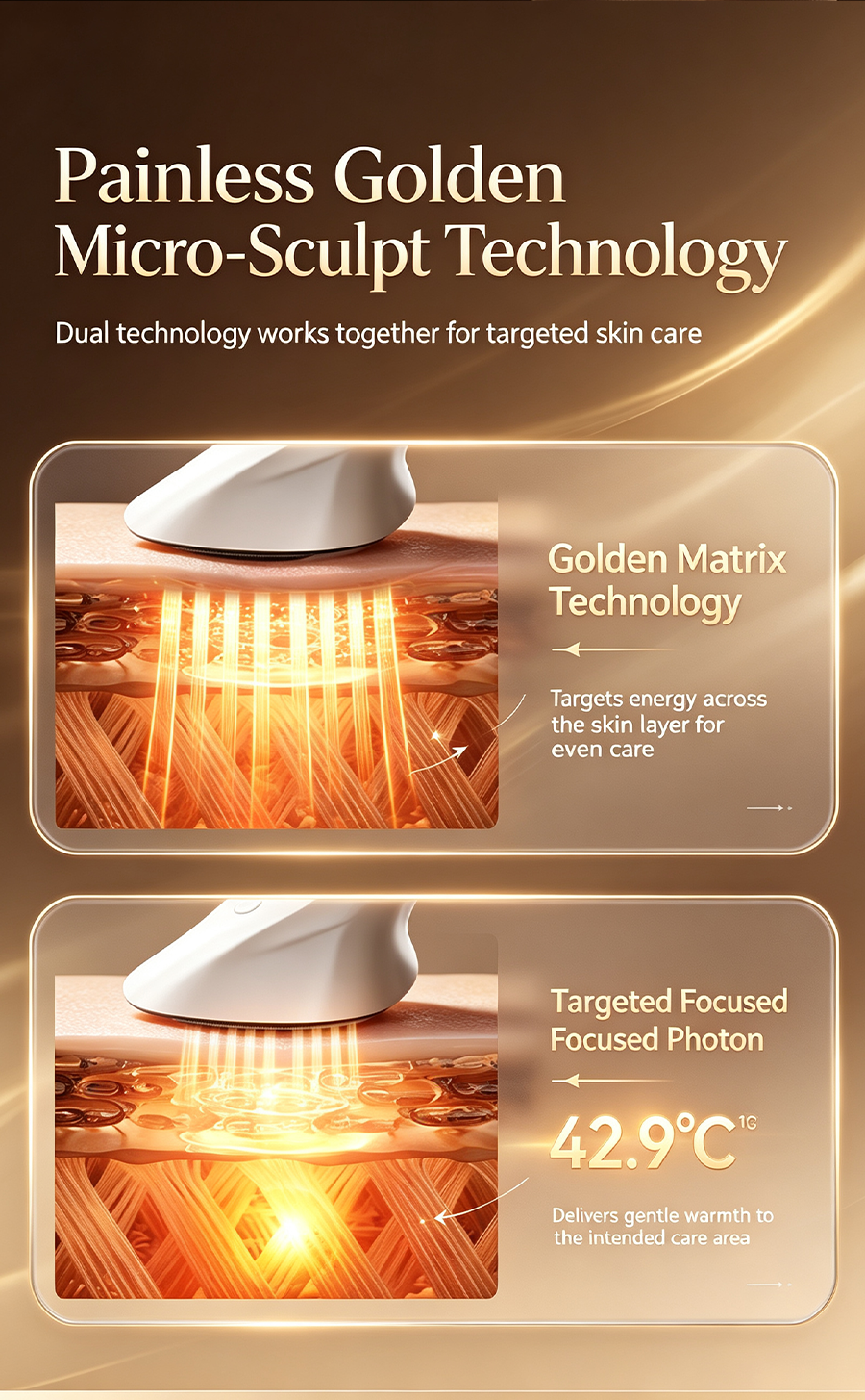 Golden Sculpt RF Facial Device, Multi-Mode Anti-Aging Home Facial Care Instrument