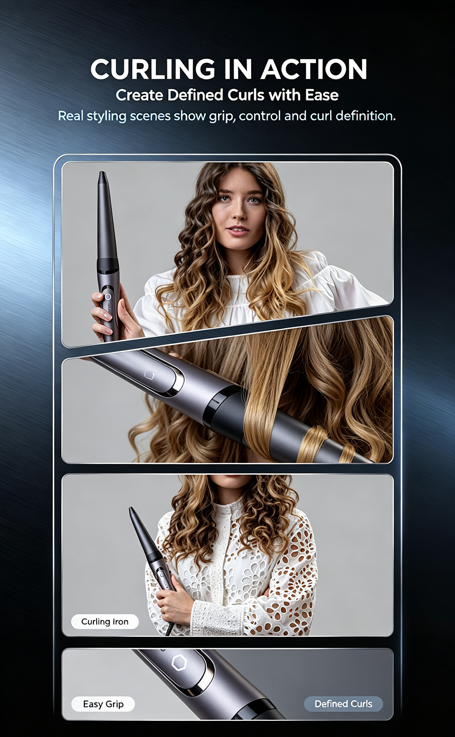 Remington ProLuxe Conical Curling Iron Set, Diamond Ceramic Hair Curler with Memory Temperature Control & Interchangeable Barrels