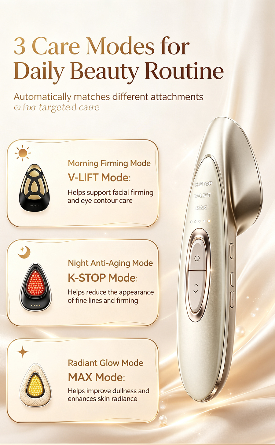 Golden Sculpt RF Facial Device, Multi-Mode Anti-Aging Home Facial Care Instrument