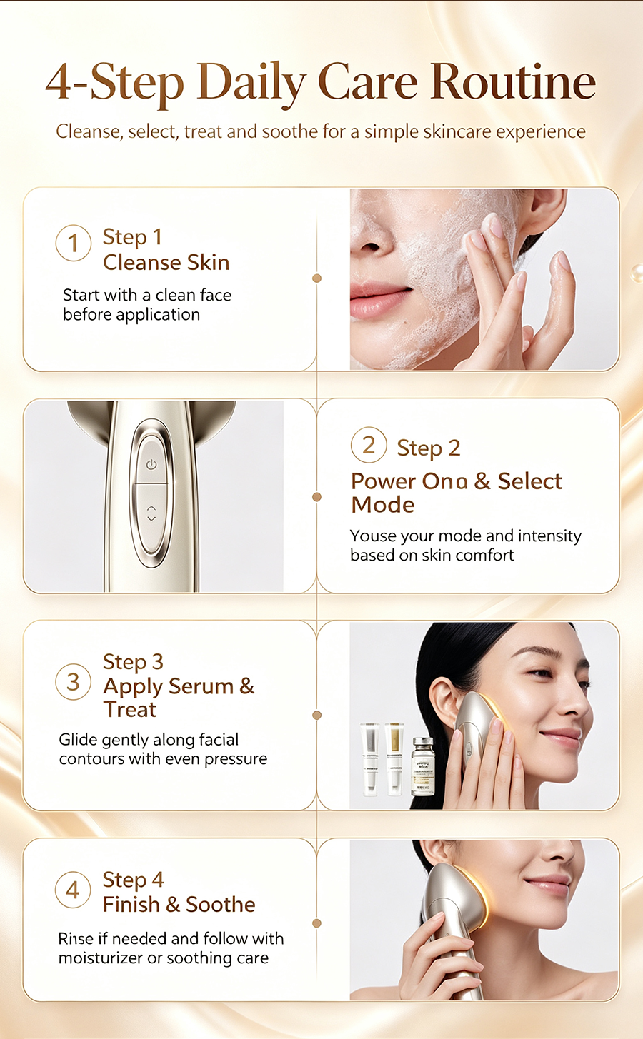 Golden Sculpt RF Facial Device, Multi-Mode Anti-Aging Home Facial Care Instrument