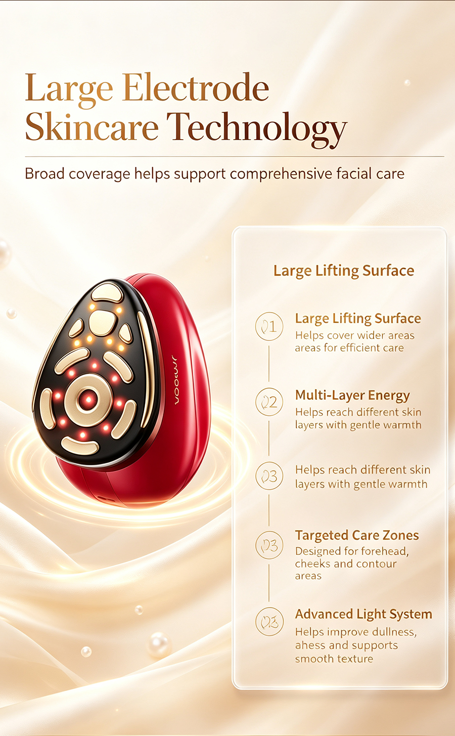 3-in-1 Multi-Electrode Radio Frequency Facial Machine, Anti-Aging Brightening Nasolabial Fold Treatment Home Skincare Device