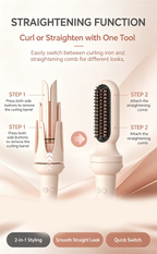 Interchangeable Automatic Curling Wand Set, Auto Rotating Negative Ion Curler & Straightener 2 in 1 Hair Styler with 28/32/40mm Barrels