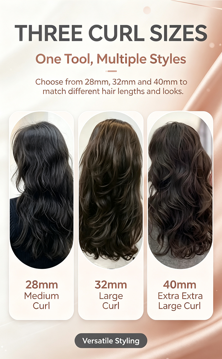 Interchangeable Automatic Curling Wand Set, Auto Rotating Negative Ion Curler & Straightener 2 in 1 Hair Styler with 28/32/40mm Barrels