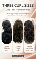 Interchangeable Automatic Curling Wand Set, Auto Rotating Negative Ion Curler & Straightener 2 in 1 Hair Styler with 28/32/40mm Barrels