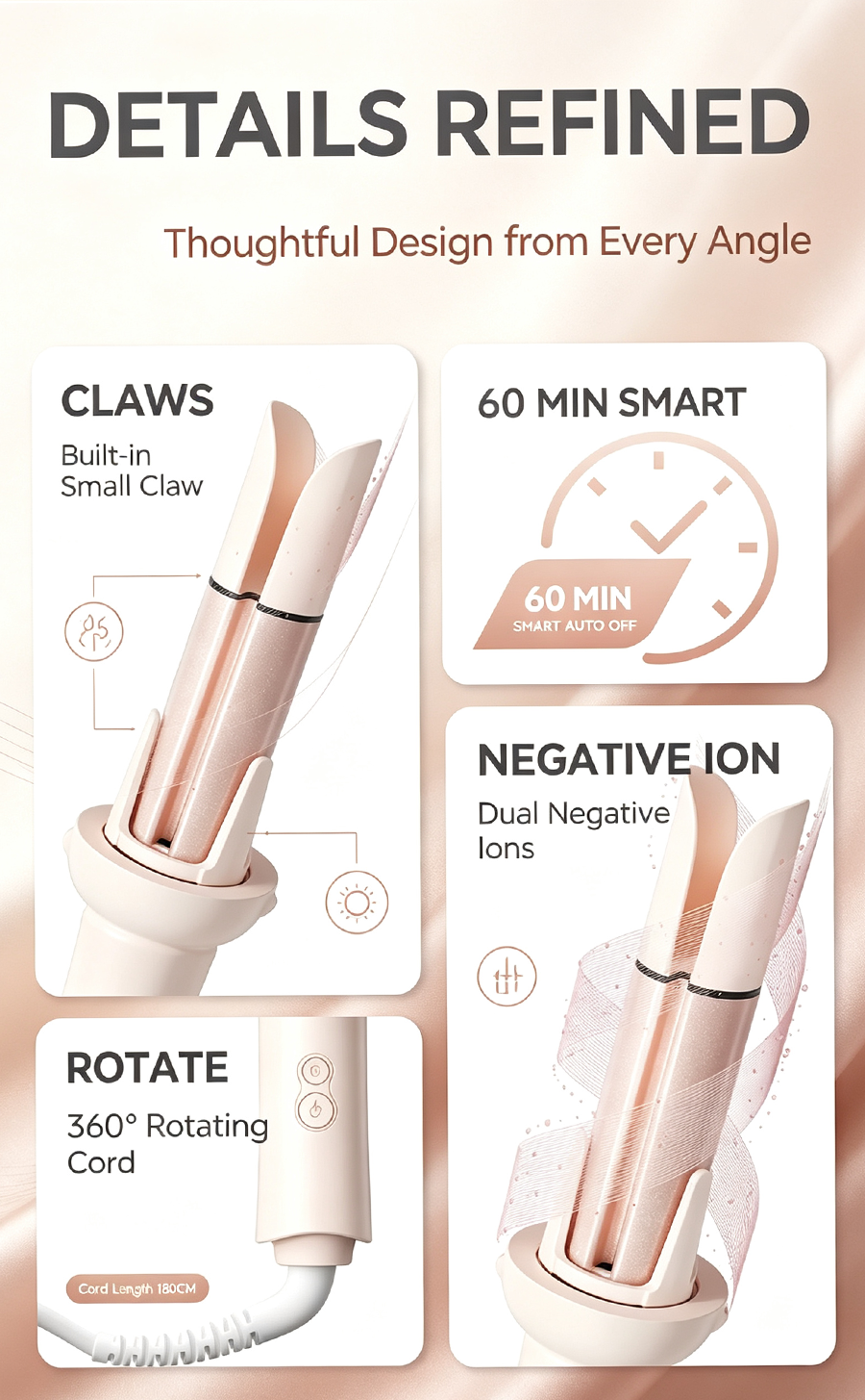 Interchangeable Automatic Curling Wand Set, Auto Rotating Negative Ion Curler & Straightener 2 in 1 Hair Styler with 28/32/40mm Barrels