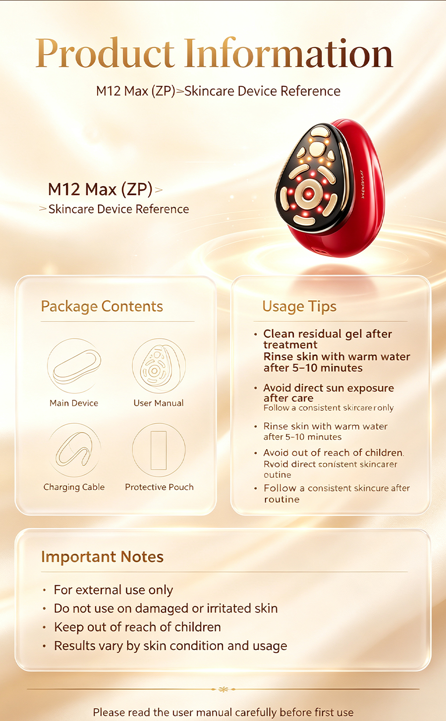 3-in-1 Multi-Electrode Radio Frequency Facial Machine, Anti-Aging Brightening Nasolabial Fold Treatment Home Skincare Device