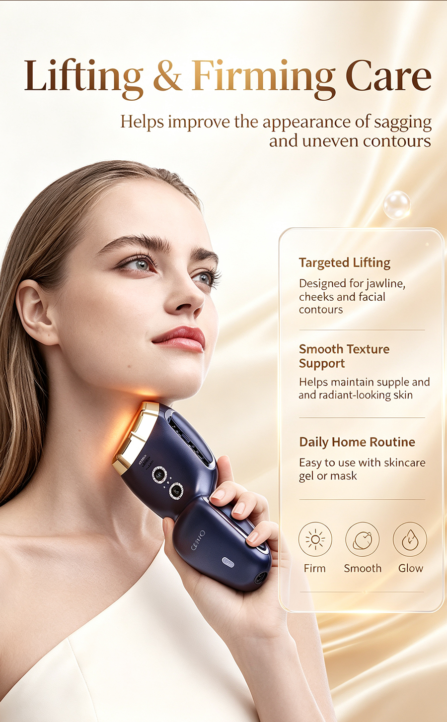 GEMO Collagen Boost Beauty Device, Home Lifting Firming Anti-Aging Facial Massager for Face & Neck