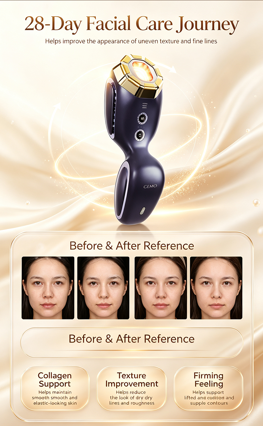 GEMO Collagen Boost Beauty Device, Home Lifting Firming Anti-Aging Facial Massager for Face & Neck