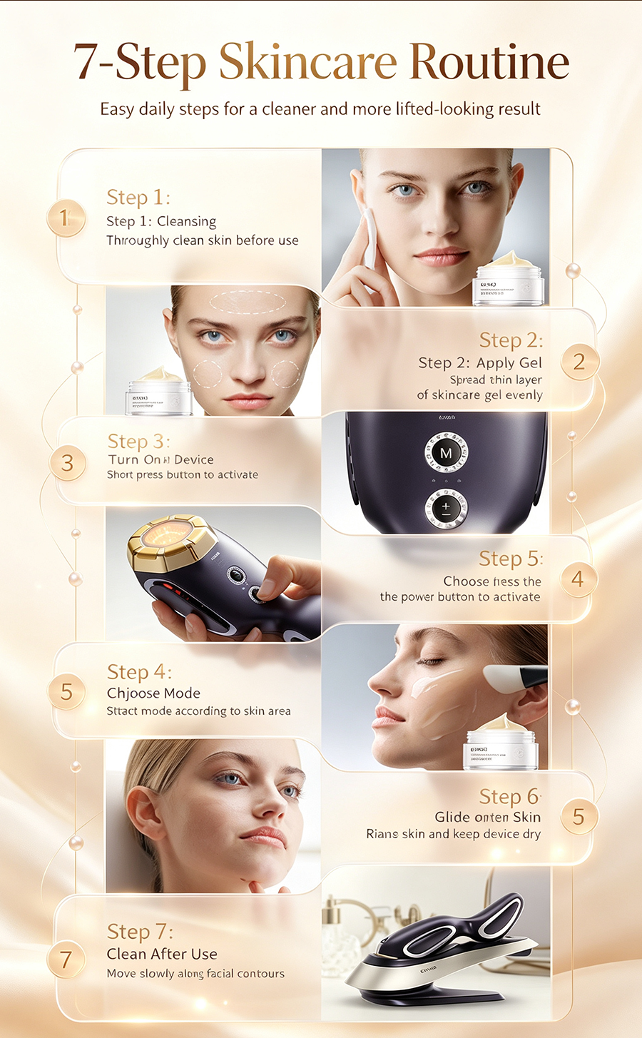 GEMO Collagen Boost Beauty Device, Home Lifting Firming Anti-Aging Facial Massager for Face & Neck