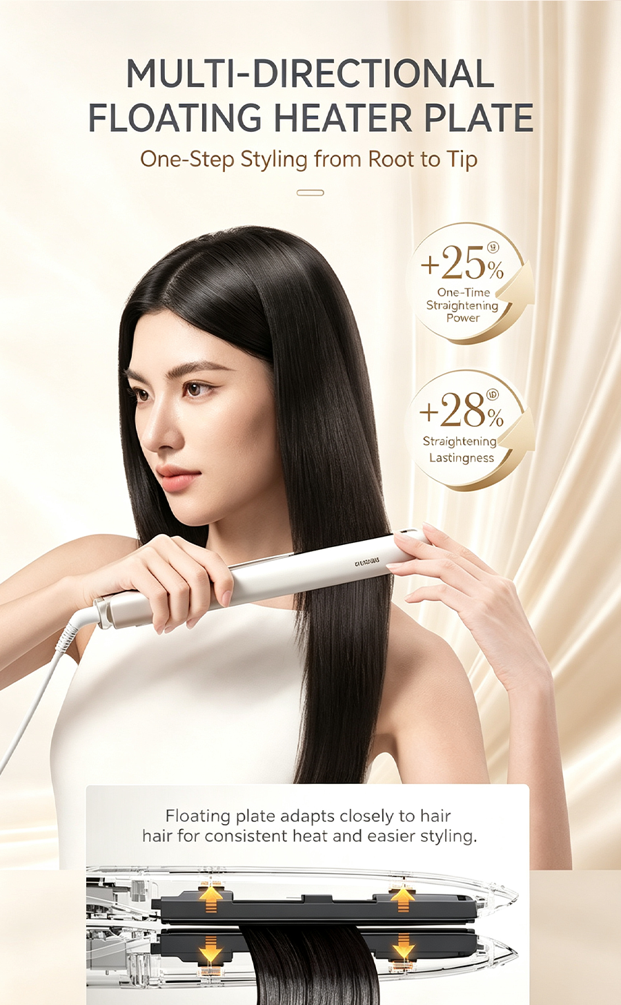 NanoCare Water Shine Hair Straightener Curling Iron Dual Use, Moisturizing Ionic Flat Iron for Smooth Shiny Hair