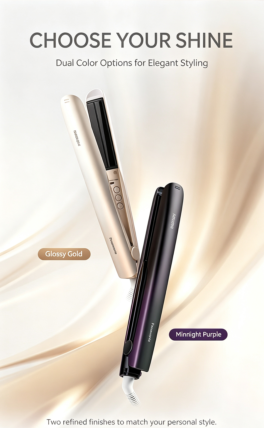 NanoCare Water Shine Hair Straightener Curling Iron Dual Use, Moisturizing Ionic Flat Iron for Smooth Shiny Hair