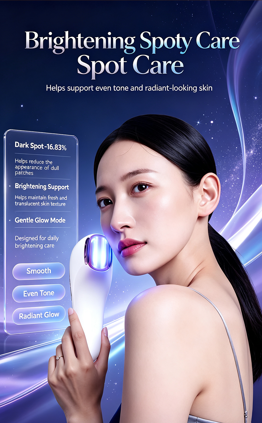 EMS & NIR Light Therapy Facial Beauty Device, Brightening Spot Firming Skin Care Machine NIR-001