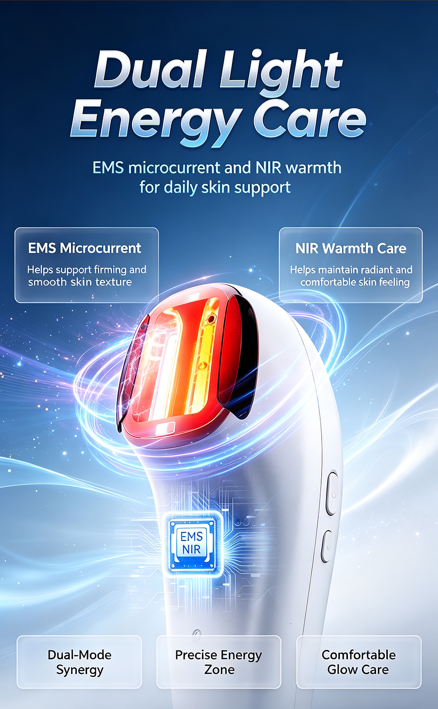 EMS & NIR Light Therapy Facial Beauty Device, Brightening Spot Firming Skin Care Machine NIR-001