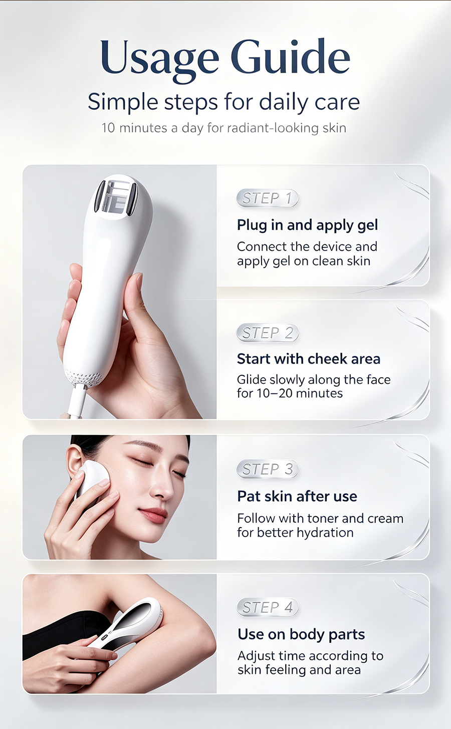 EMS & NIR Light Therapy Facial Beauty Device, Brightening Spot Firming Skin Care Machine NIR-001