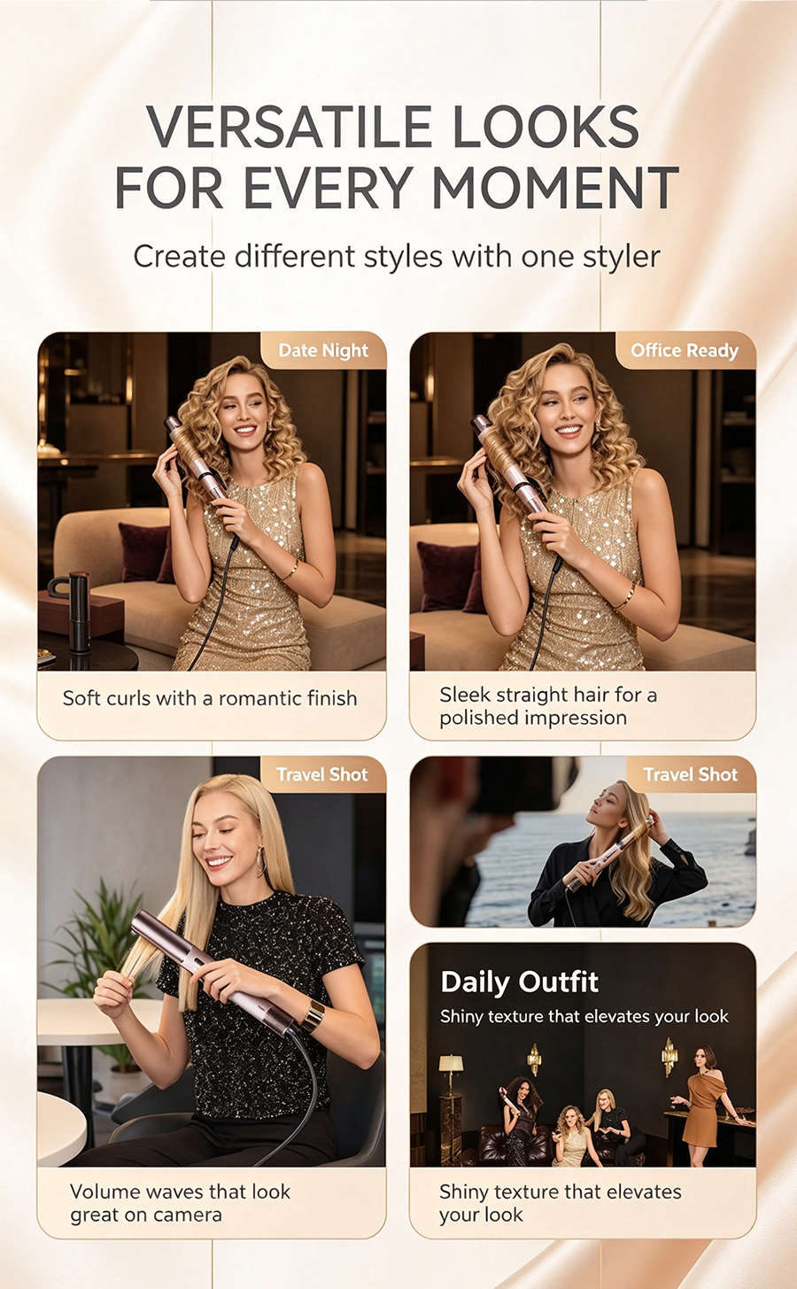 AirStyle Pro H1 AI Smart Multi-Styling Hot Air Styler, All-in-One Curling Straightening Wand, Low-Temp Hair Care Blow Dry Brush
