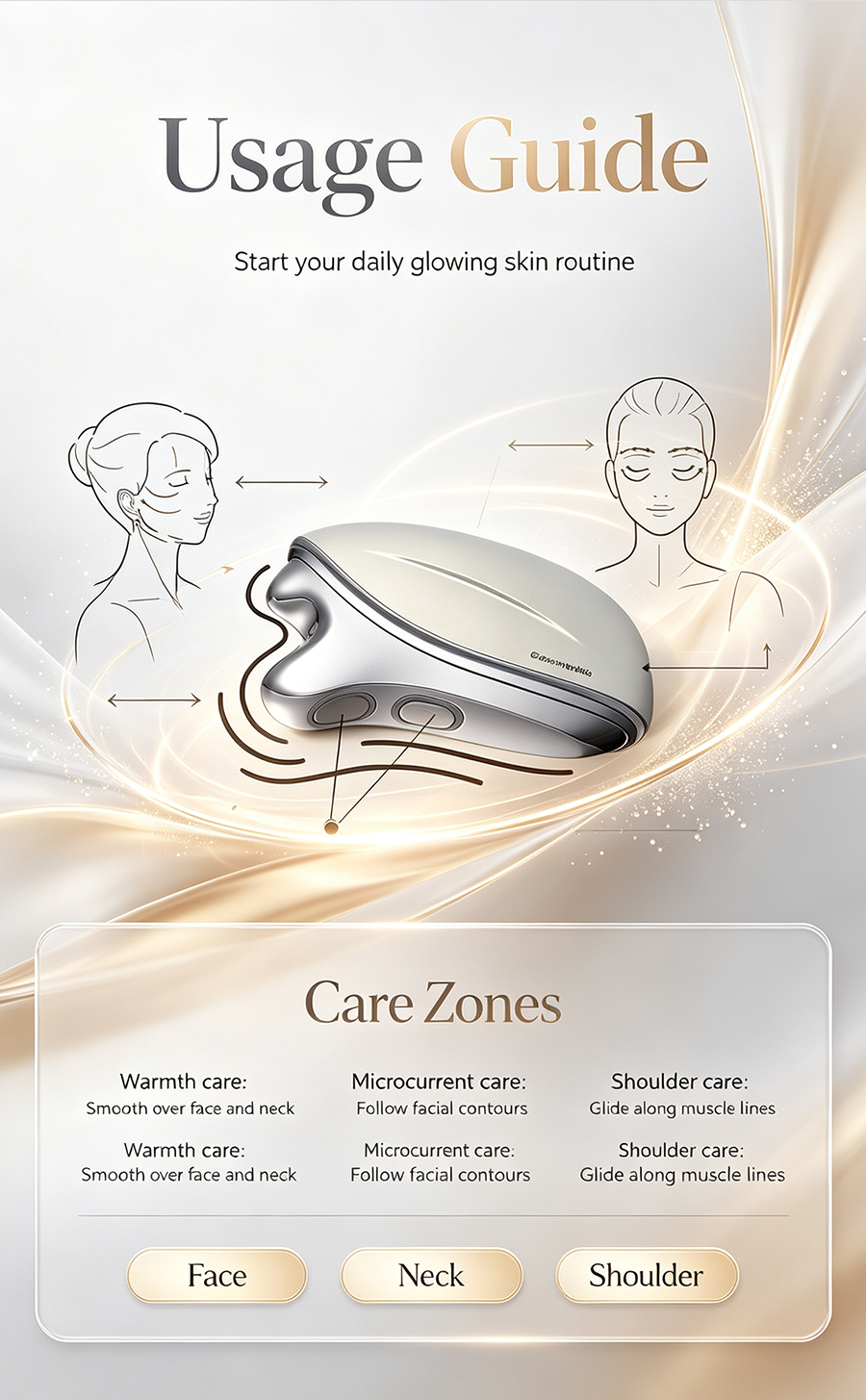 Pocket Microcurrent Beauty Tool, Morning V-Line Lifting & Evening SPA Relax Skin Care Instrument