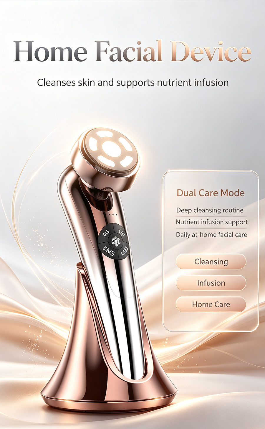 Multi-Mode Facial Beauty Machine | Anti-Aging RF, Serum Infusion, Deep Cleansing, Ice Soothing, 3 Colors LED Photon Therapy