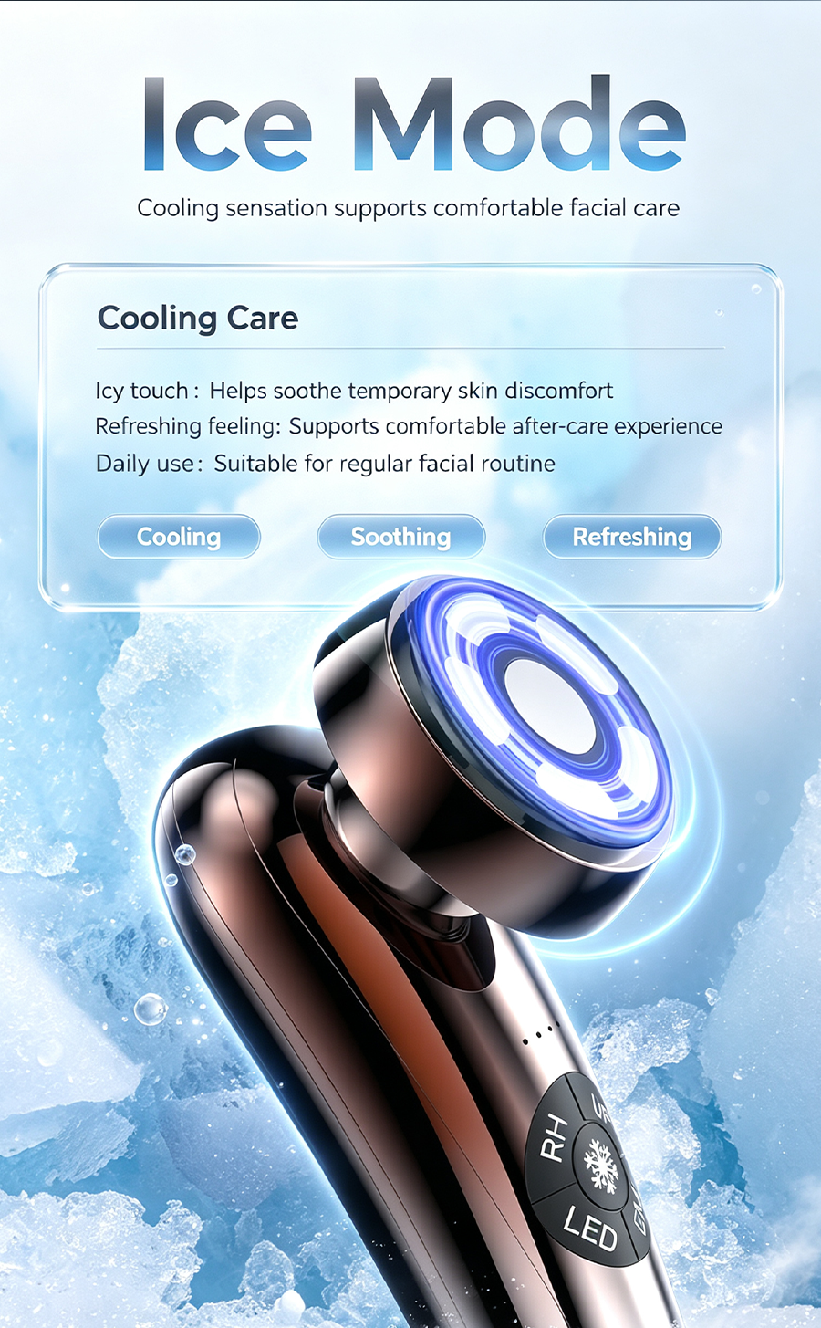 Multi-Mode Facial Beauty Machine | Anti-Aging RF, Serum Infusion, Deep Cleansing, Ice Soothing, 3 Colors LED Photon Therapy