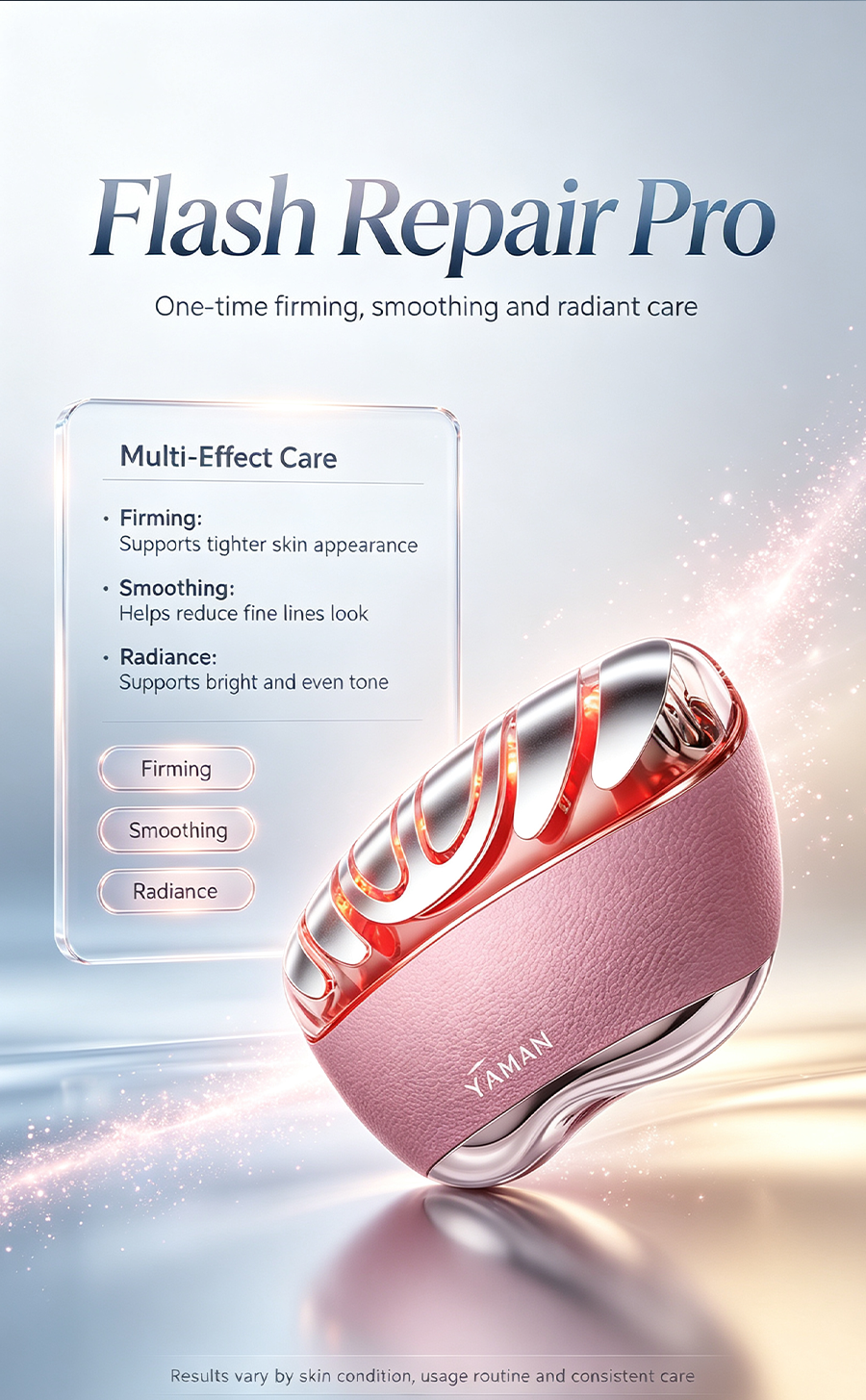 YA-MAN Flash Repair Pro Facial Beauty Device, Wireless RF Lifting Skin Tightening Machine, Anti-Wrinkle Brightening Skin Care Tool, No Gel Needed At-Home Anti-Aging Beauty Instrument