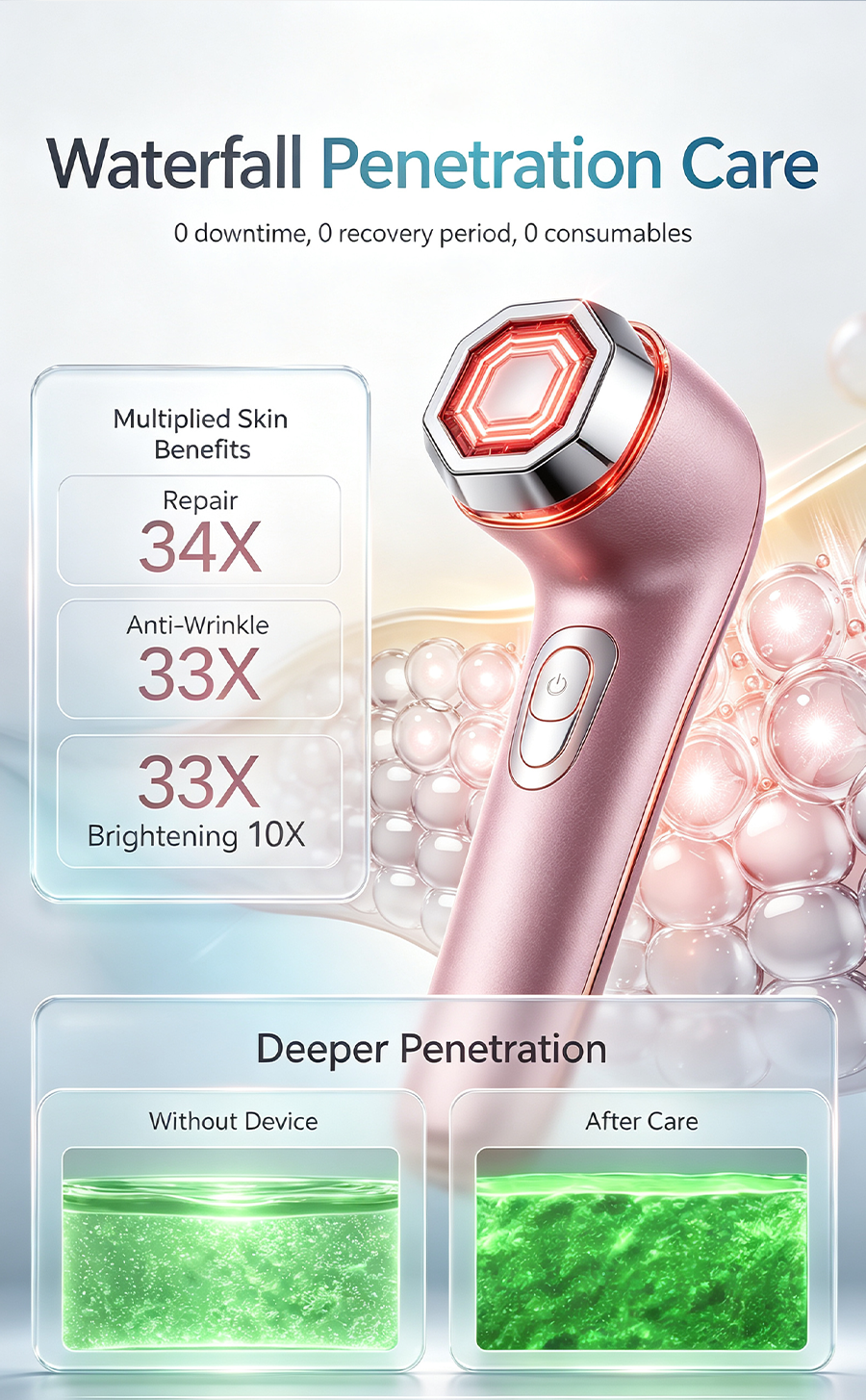 YA-MAN Flash Repair Pro Facial Beauty Device, Wireless RF Lifting Skin Tightening Machine, Anti-Wrinkle Brightening Skin Care Tool, No Gel Needed At-Home Anti-Aging Beauty Instrument