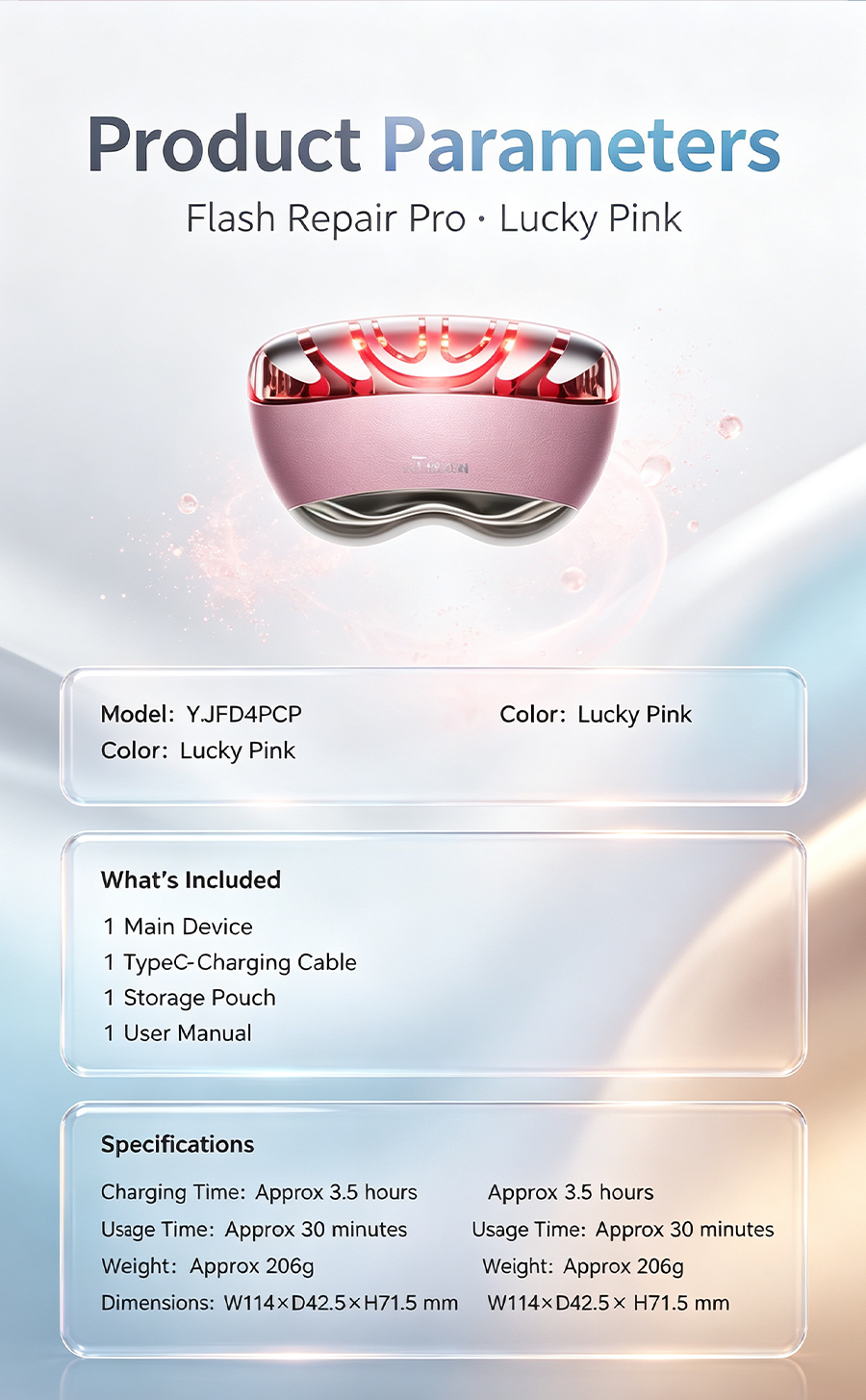 YA-MAN Flash Repair Pro Facial Beauty Device, Wireless RF Lifting Skin Tightening Machine, Anti-Wrinkle Brightening Skin Care Tool, No Gel Needed At-Home Anti-Aging Beauty Instrument