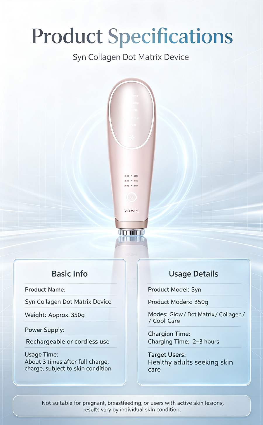 YOUINME Syn Collagen Facial Device, 5D Collagen Regeneration Cooling Skin Care Instrument for Face Firming Pore Minimizing